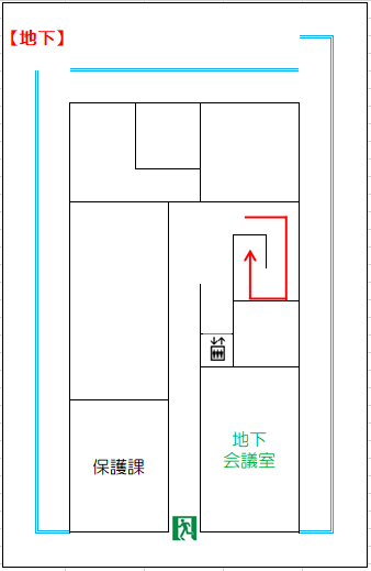 郷ノ浦庁舎地下見取り図（ 保護課）